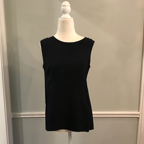 Navy 100% Silk Top size Small with Back Detail - Picture 2 of 4